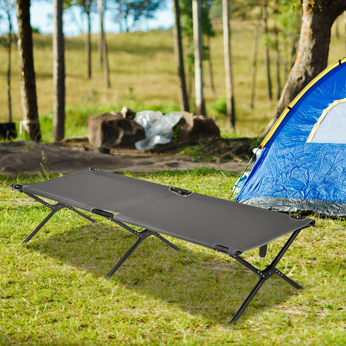 Folding Camping Cot, Gray Camping Furniture at Gallery Canada