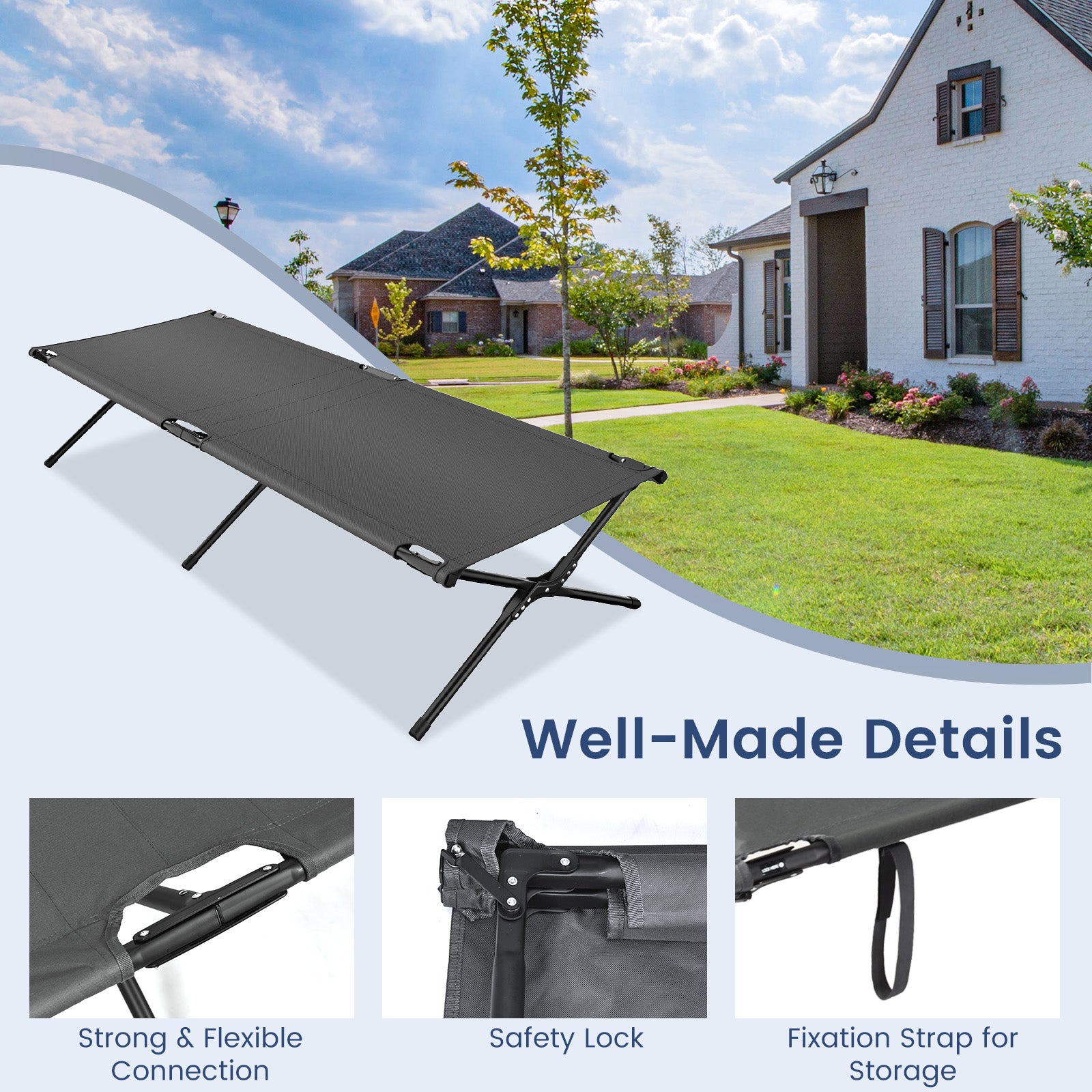 Folding Camping Cot, Gray Camping Furniture at Gallery Canada