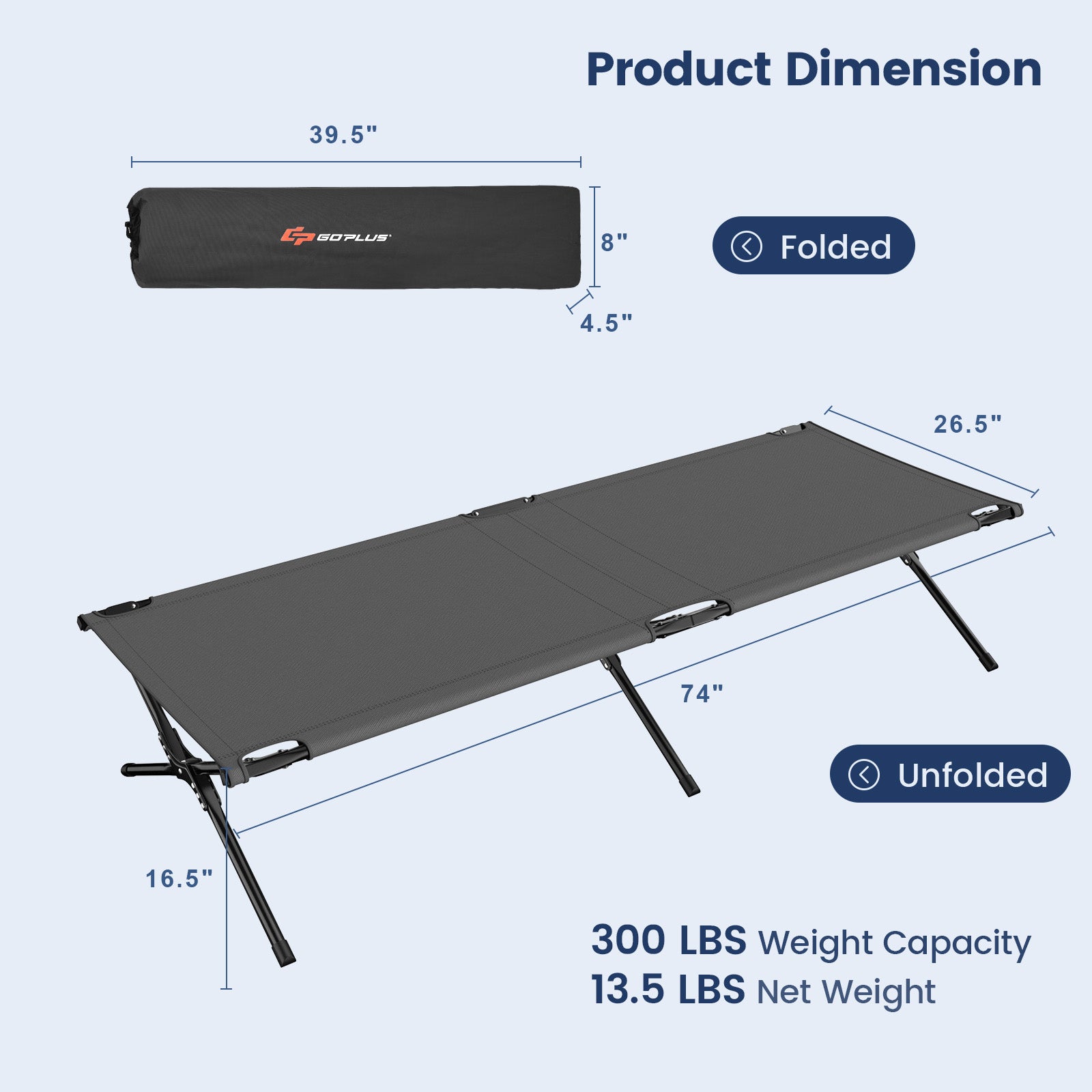 Folding Camping Cot, Gray Camping Furniture at Gallery Canada