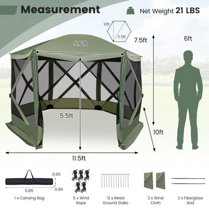 11.5 X 11.5 Ft Pop-Up Screen House Tent, Portable Carrying Bag, Green Tents at Gallery Canada