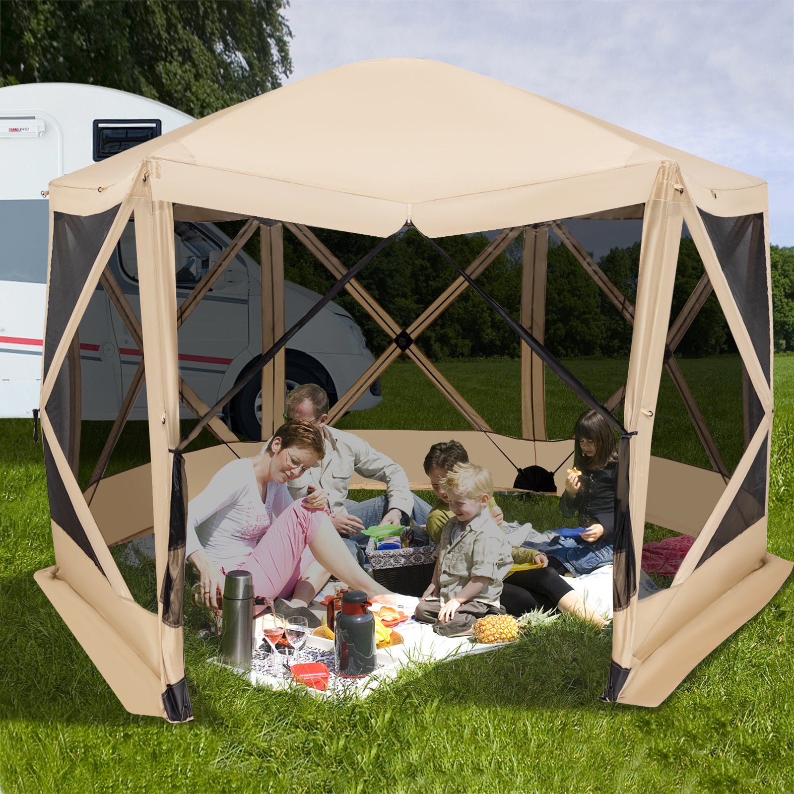 11.5 X 11.5 FT Pop-Up Screen House Tent, Portable Carrying Bag, Coffee Tents at Gallery Canada