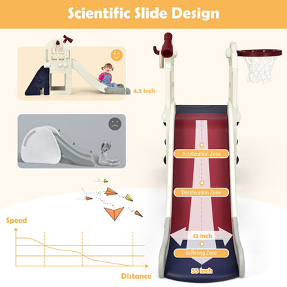 6-In-1 Large Slide For Kids, Climber Slide Playset With Basketball Hoop, Blue Climbers & Slides at Gallery Canada