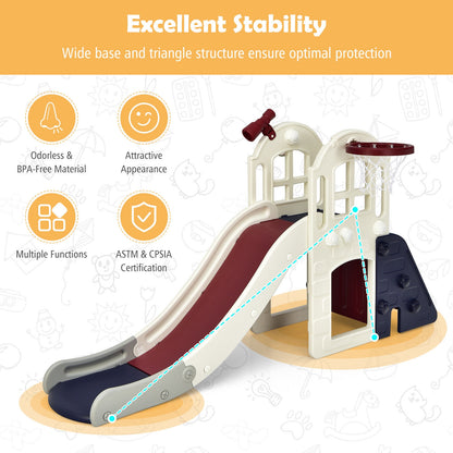 6-In-1 Large Slide For Kids, Climber Slide Playset With Basketball Hoop, Blue Climbers & Slides at Gallery Canada