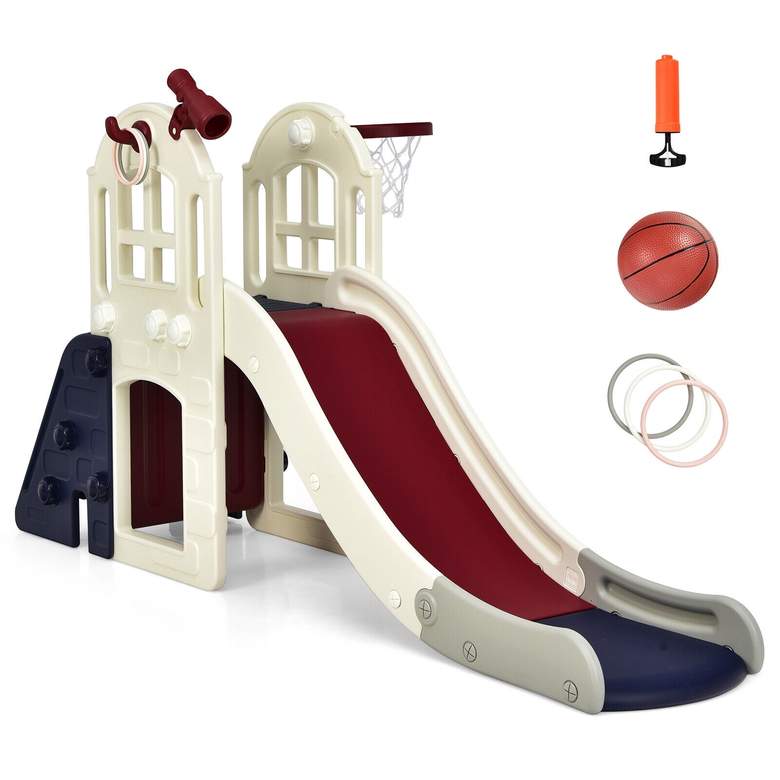 6-In-1 Large Slide For Kids, Climber Slide Playset With Basketball Hoop, Blue Climbers & Slides at Gallery Canada