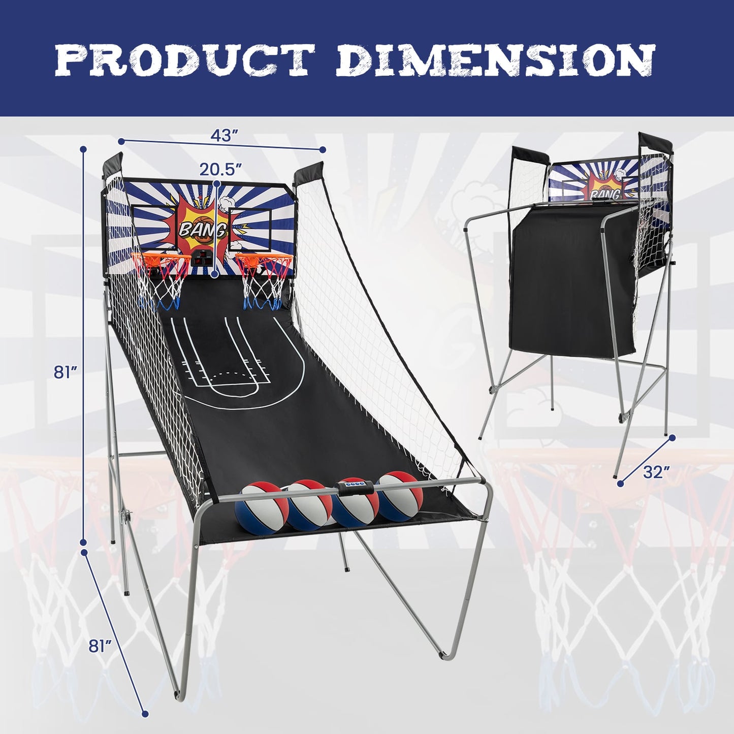 Dual Shot Basketball Arcade Game, 8 Game Modes, 4 Balls, White Game Room at Gallery Canada