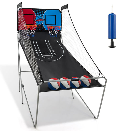 Dual Shot Basketball Arcade Game, 8 Game Modes, 4 Balls, Red