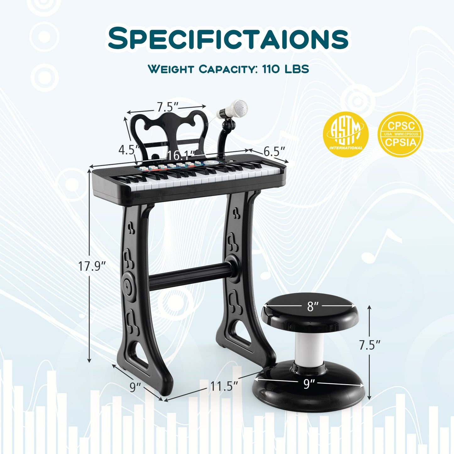 Kids Piano Keyboard, 37-Key, With Microphone, Black Pianos & Keyboards at Gallery Canada