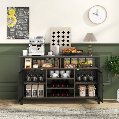 55-Inch Buffet Sideboard, 8-Bottle Wine Racks, Glass Holders, Gray Sideboards Cabinets & Buffets at Gallery Canada