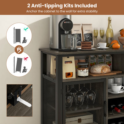 55-Inch Buffet Sideboard, 8-Bottle Wine Racks, Glass Holders, Gray Sideboards Cabinets & Buffets at Gallery Canada
