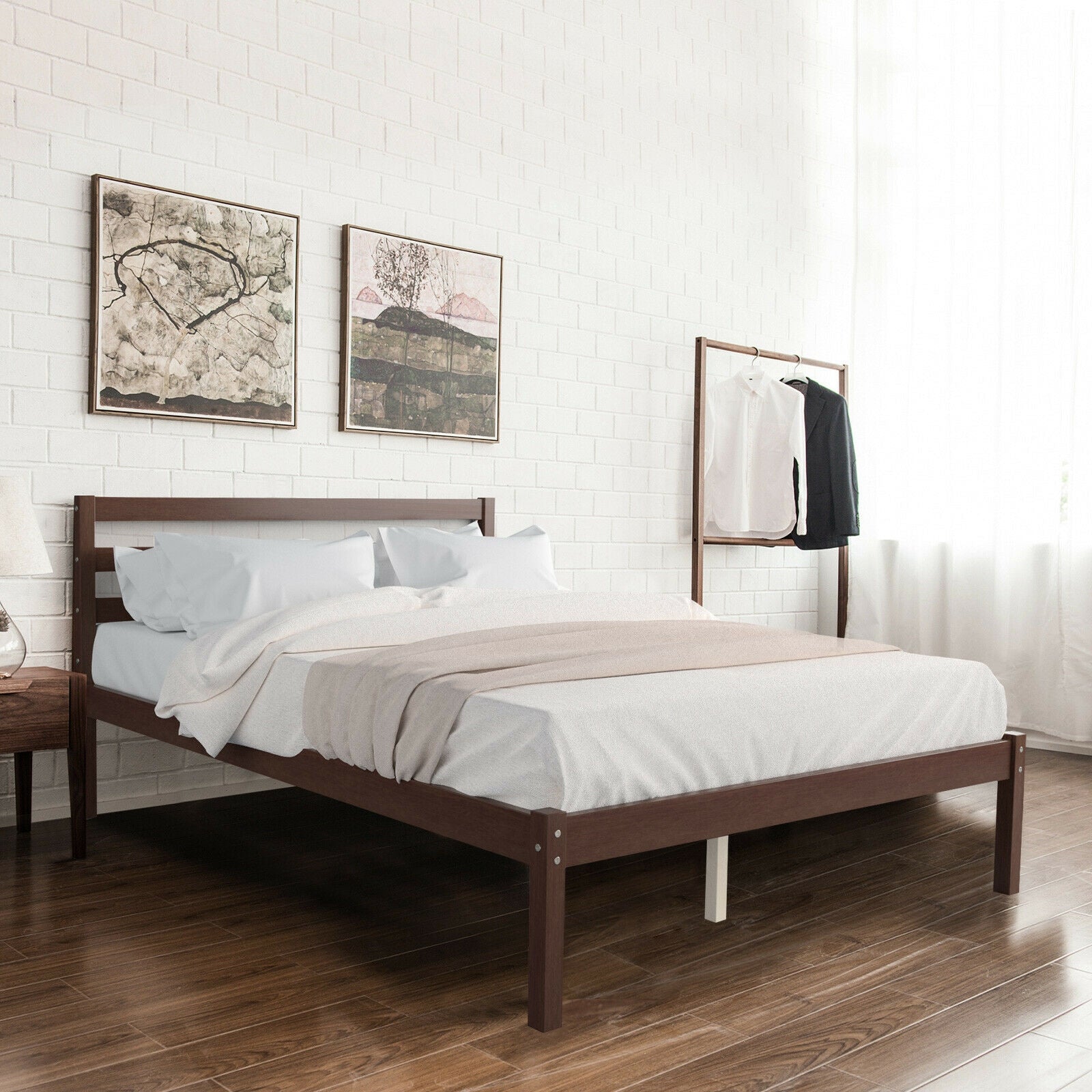Full Size Bed Frame With Solid Wooden Slat Support Simple Bed Frame at Gallery Canada