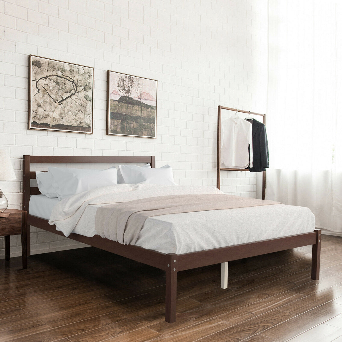 Full Size Bed Frame With Solid Wooden Slat Support Simple Bed Frame at Gallery Canada