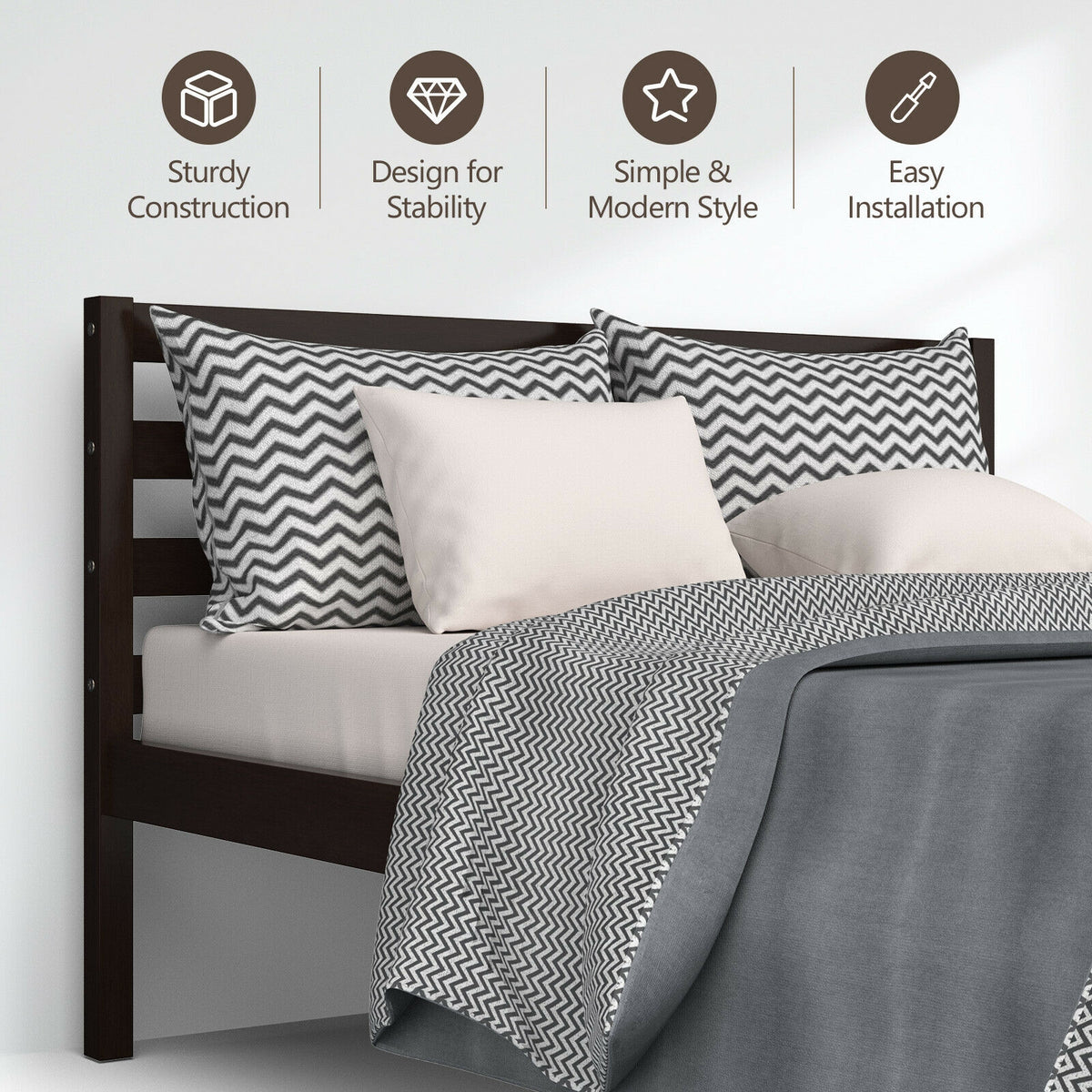 Full Size Bed Frame With Solid Wooden Slat Support Simple Bed Frame at Gallery Canada