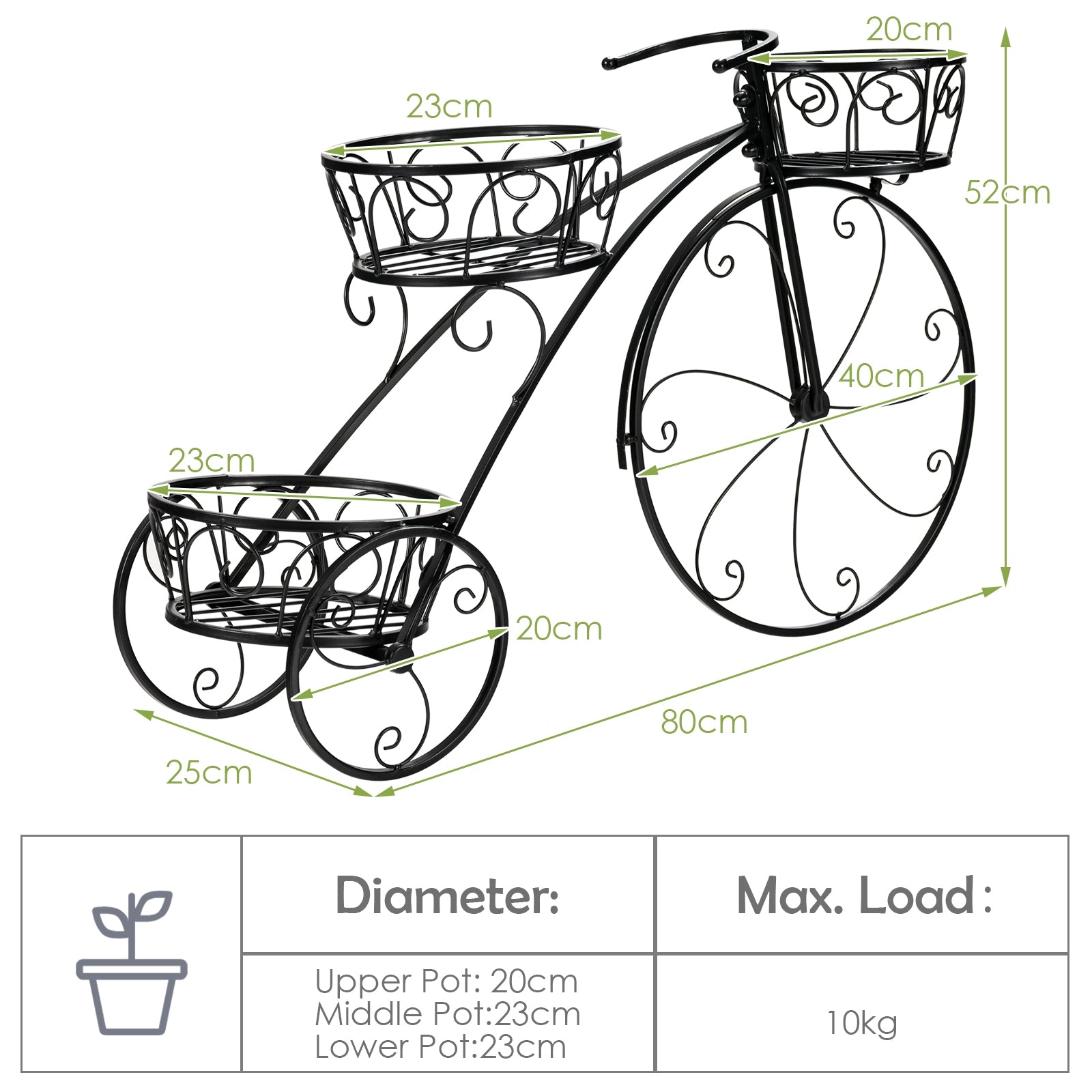 Parisian Style Tricycle Plant Stand, Black Plant Stands at Gallery Canada