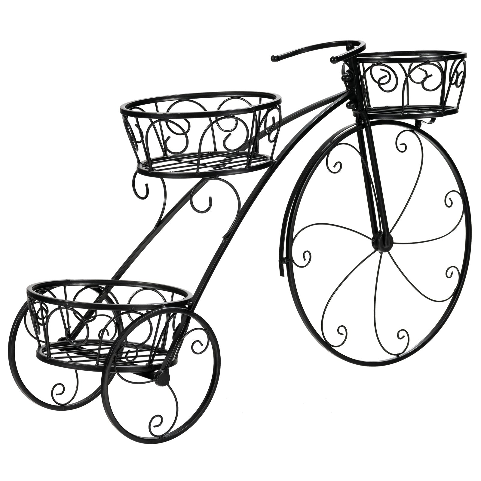 Parisian Style Tricycle Plant Stand, Black Plant Stands Black at Gallery Canada