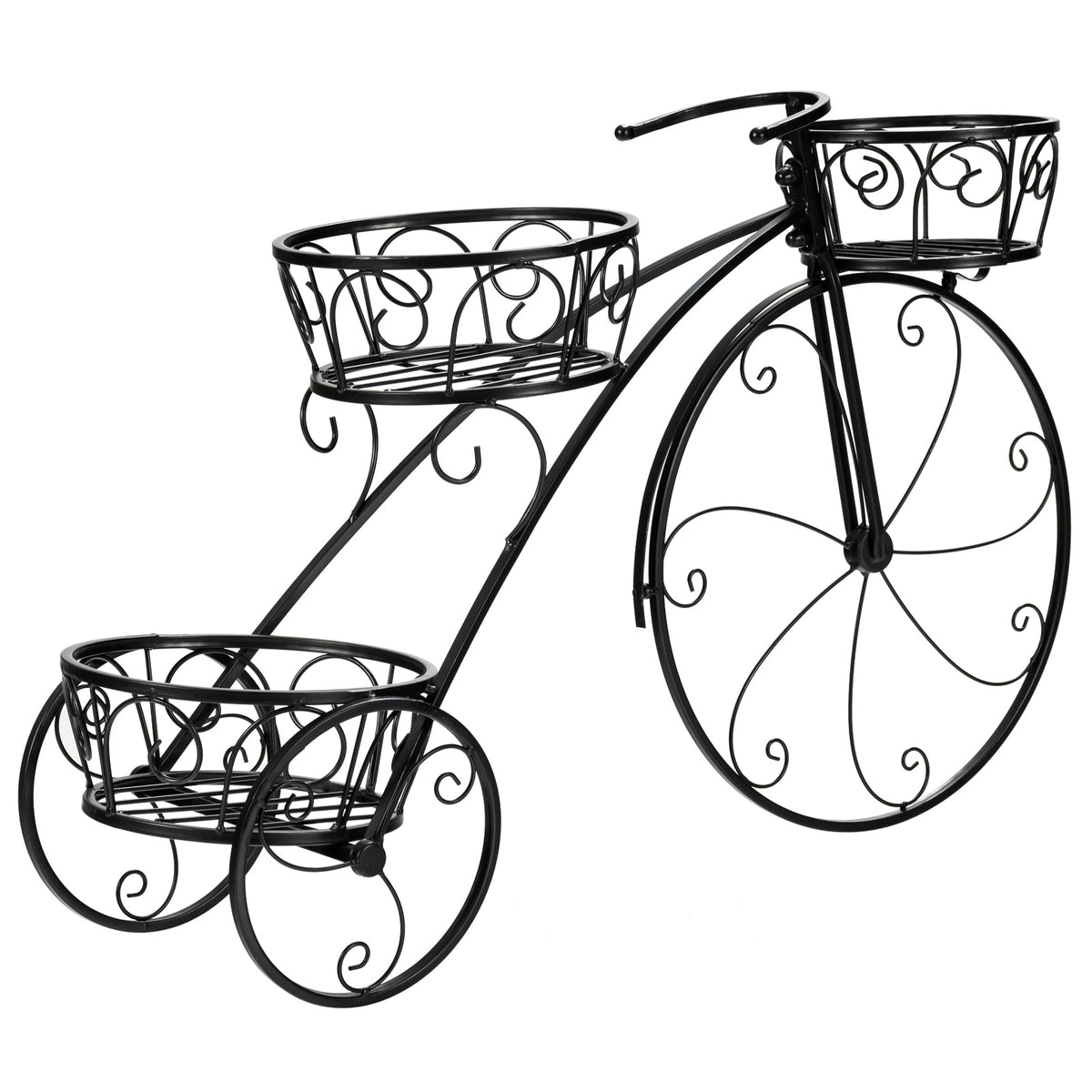 Parisian Style Tricycle Plant Stand, Black Plant Stands Black at Gallery Canada