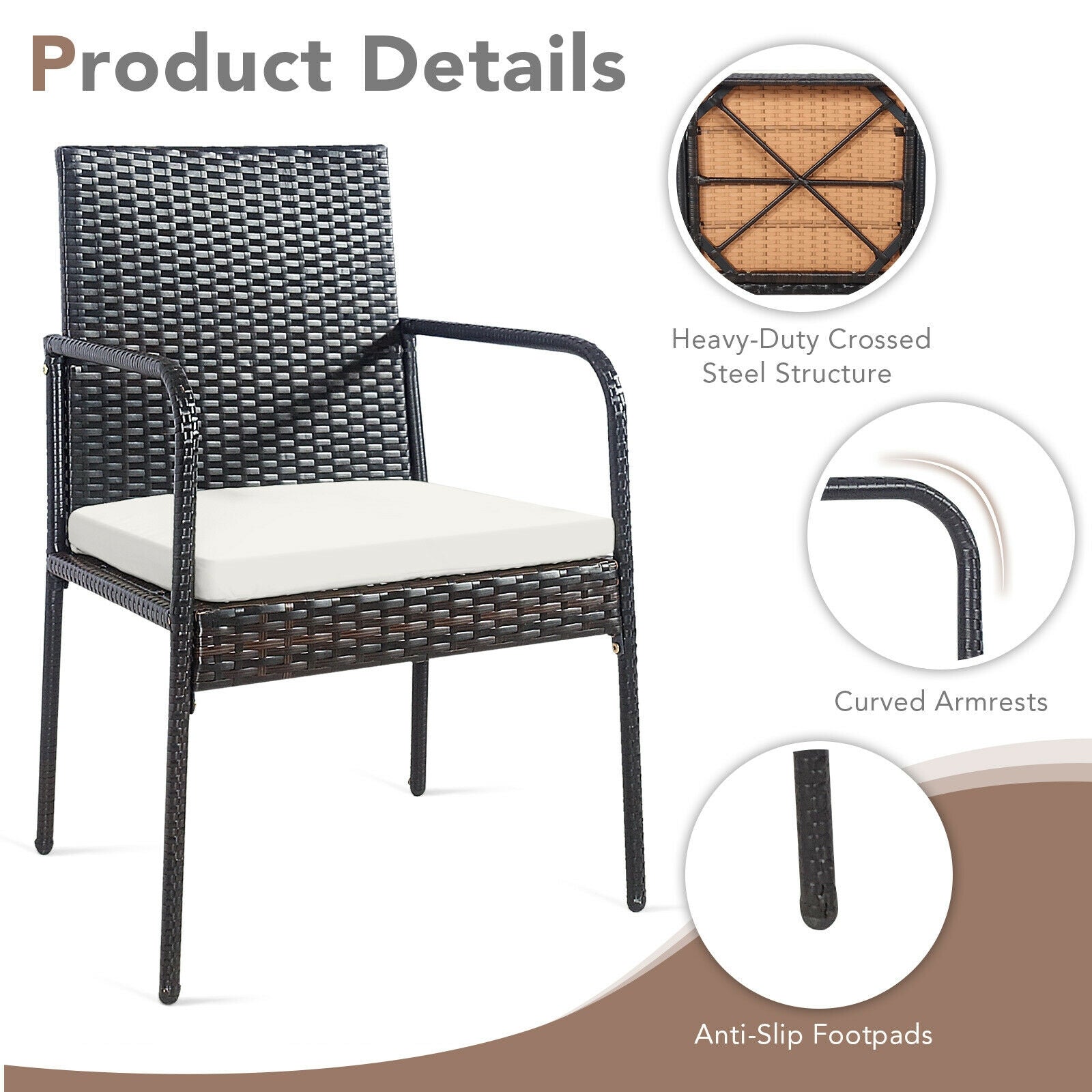 4 Piece Patio Wicker Rattan Dining Set, White Patio Dining Chairs at Gallery Canada