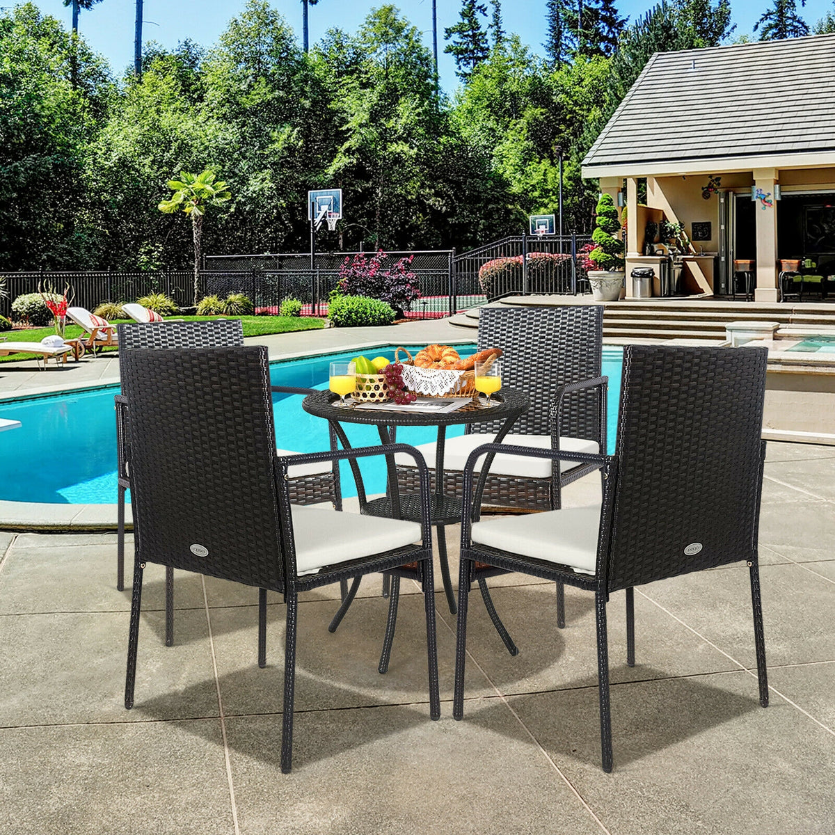 4 Piece Patio Wicker Rattan Dining Set, White Patio Dining Chairs at Gallery Canada