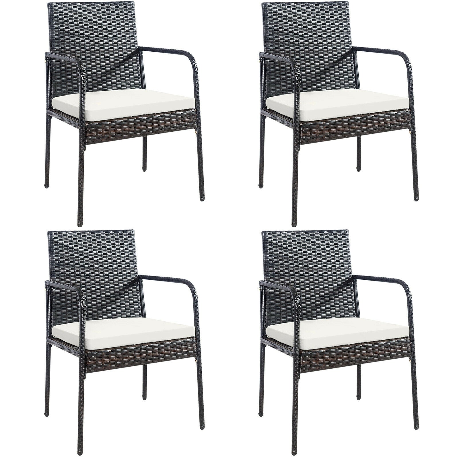 4 Piece Patio Wicker Rattan Dining Set, White Patio Dining Chairs at Gallery Canada