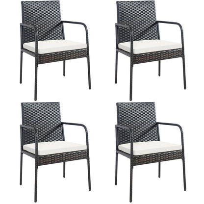 4 Piece Patio Wicker Rattan Dining Set, White Patio Dining Chairs at Gallery Canada