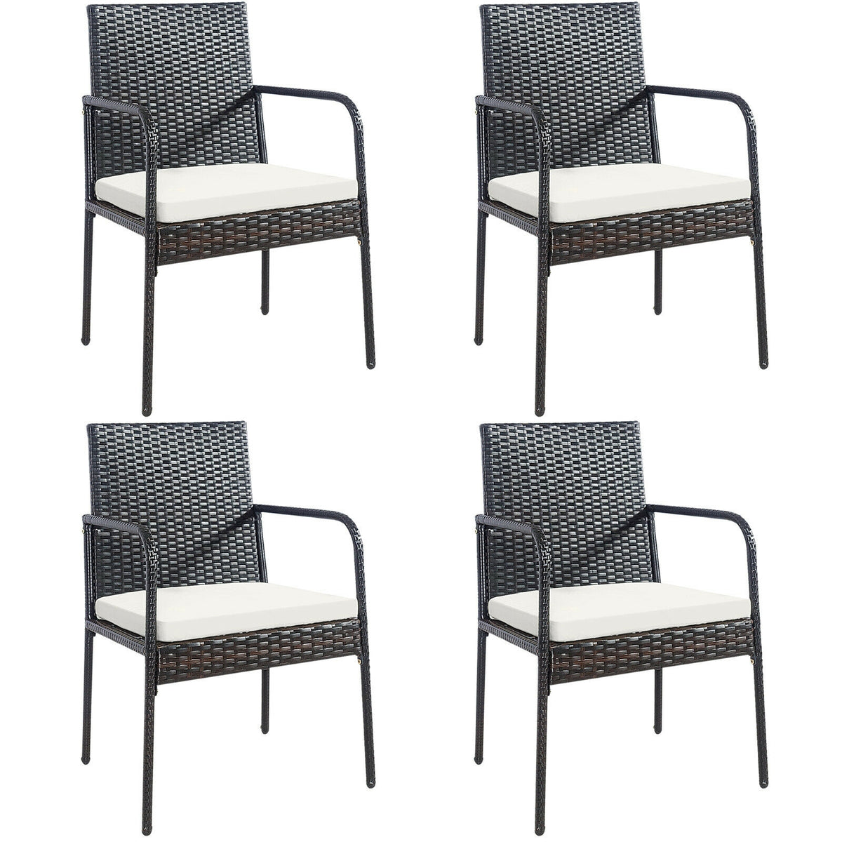 4 Piece Patio Wicker Rattan Dining Set, White Patio Dining Chairs White at Gallery Canada
