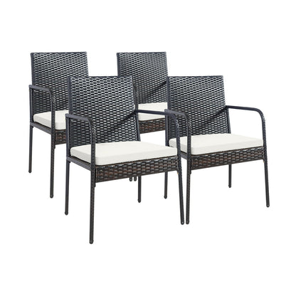 4 Piece Patio Wicker Rattan Dining Set, White Patio Dining Chairs at Gallery Canada