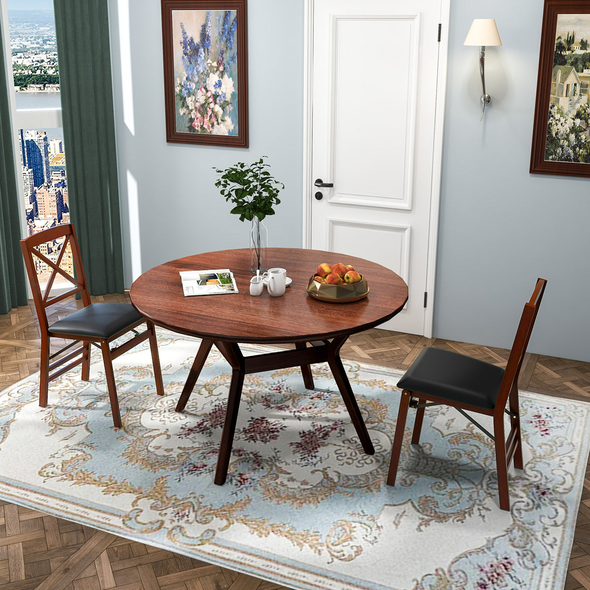 Set Of 2 Folding Dining Chairs, 400 LBS Capacity, Brown Dining Chairs at Gallery Canada