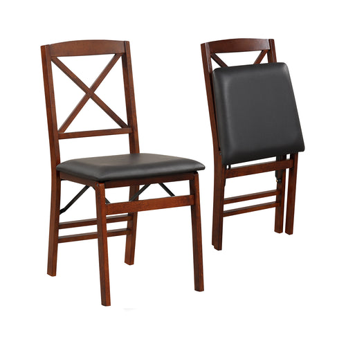 Set Of 2 Folding Dining Chairs, 400 LBS Capacity, Brown