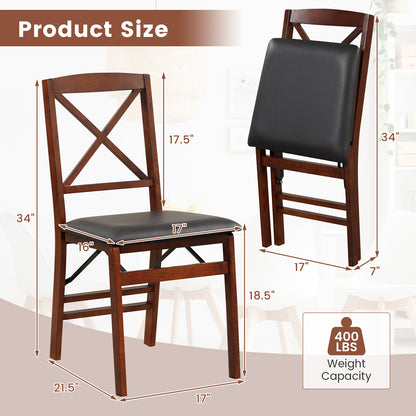 Set Of 2 Folding Dining Chairs, 400 LBS Capacity, Brown Dining Chairs at Gallery Canada