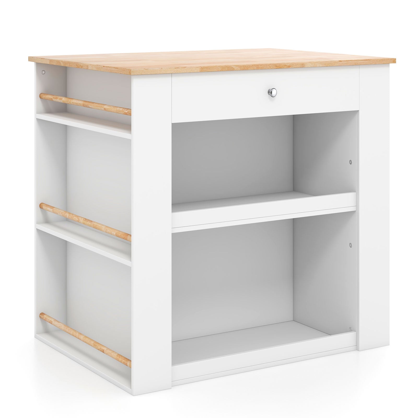 Modern Kitchen Island, Rubber Wood Countertop, White Kitchen Islands & Carts at Gallery Canada