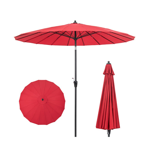 9 Feet Round Patio Umbrella, 18 Fiberglass Ribs, Wine