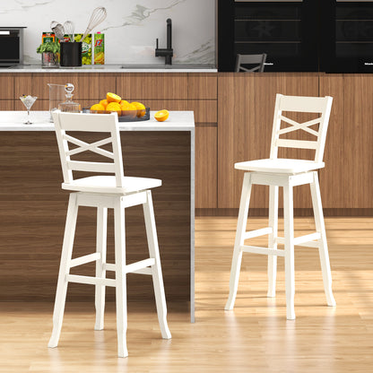 30-Inch Swivel Bar Stool Set, With Footrest, Cream White Bar Stools at Gallery Canada
