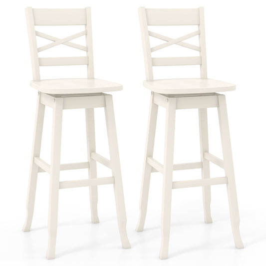 30-Inch Swivel Bar Stool Set, With Footrest, Cream White Bar Stools Cream White at Gallery Canada