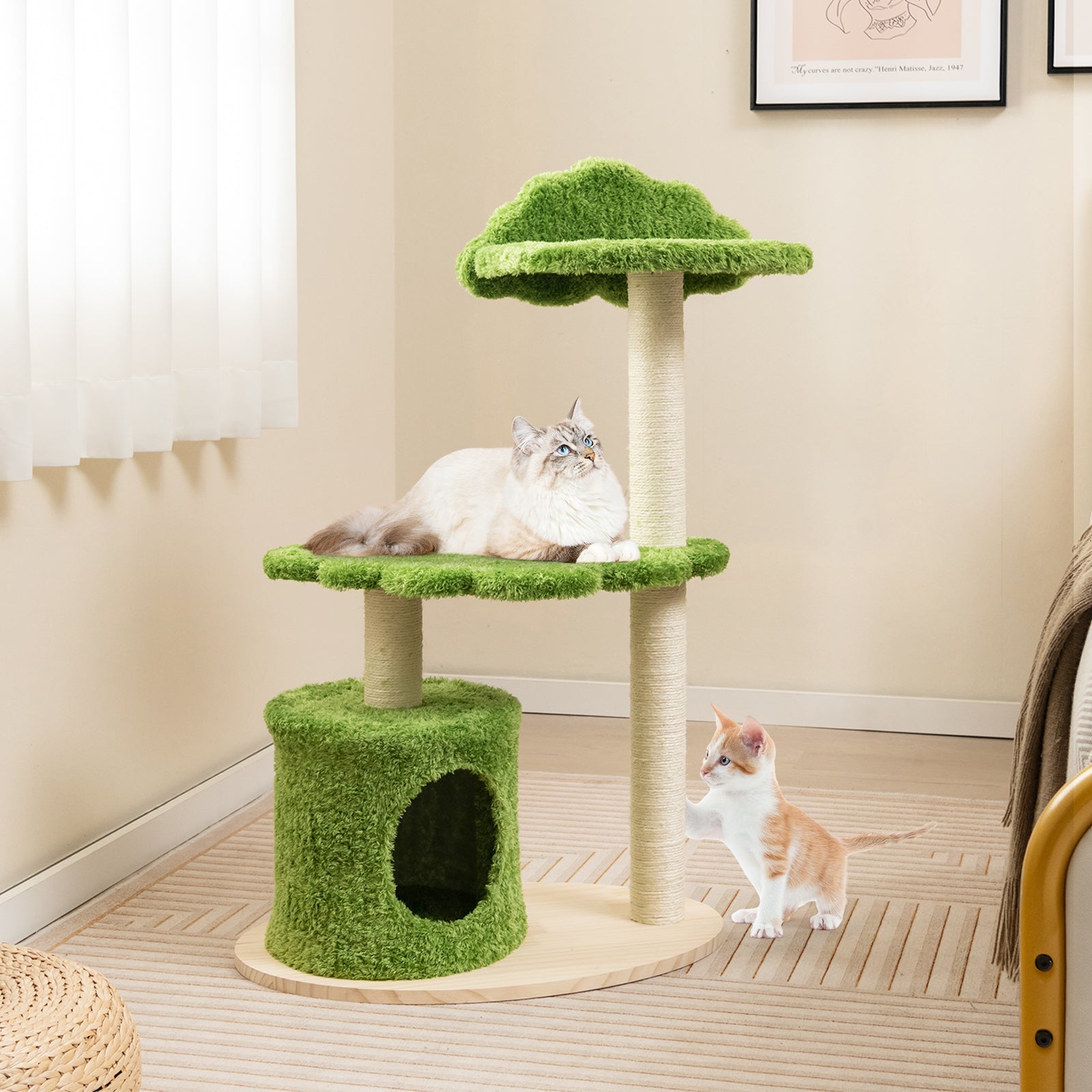 38 Inch Cat Tree, Indoor Cats, Sisal Scratching Posts, Green Cat Trees Condos & Scratchers at Gallery Canada