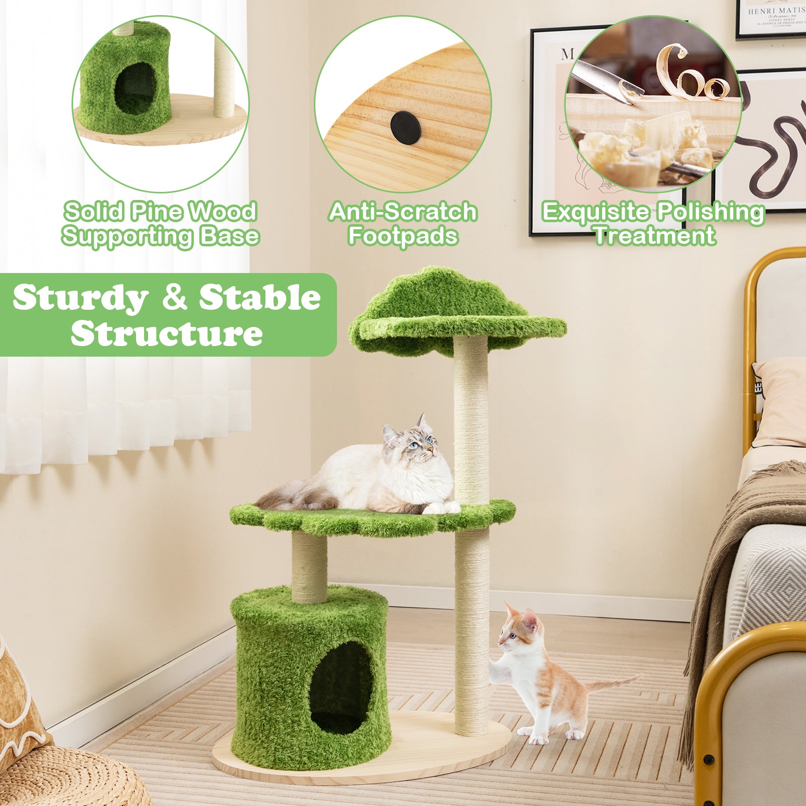 38 Inch Cat Tree, Indoor Cats, Sisal Scratching Posts, Green Cat Trees Condos & Scratchers at Gallery Canada