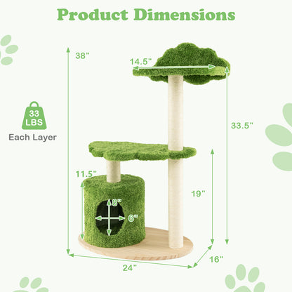 38 Inch Cat Tree, Indoor Cats, Sisal Scratching Posts, Green Cat Trees Condos & Scratchers at Gallery Canada