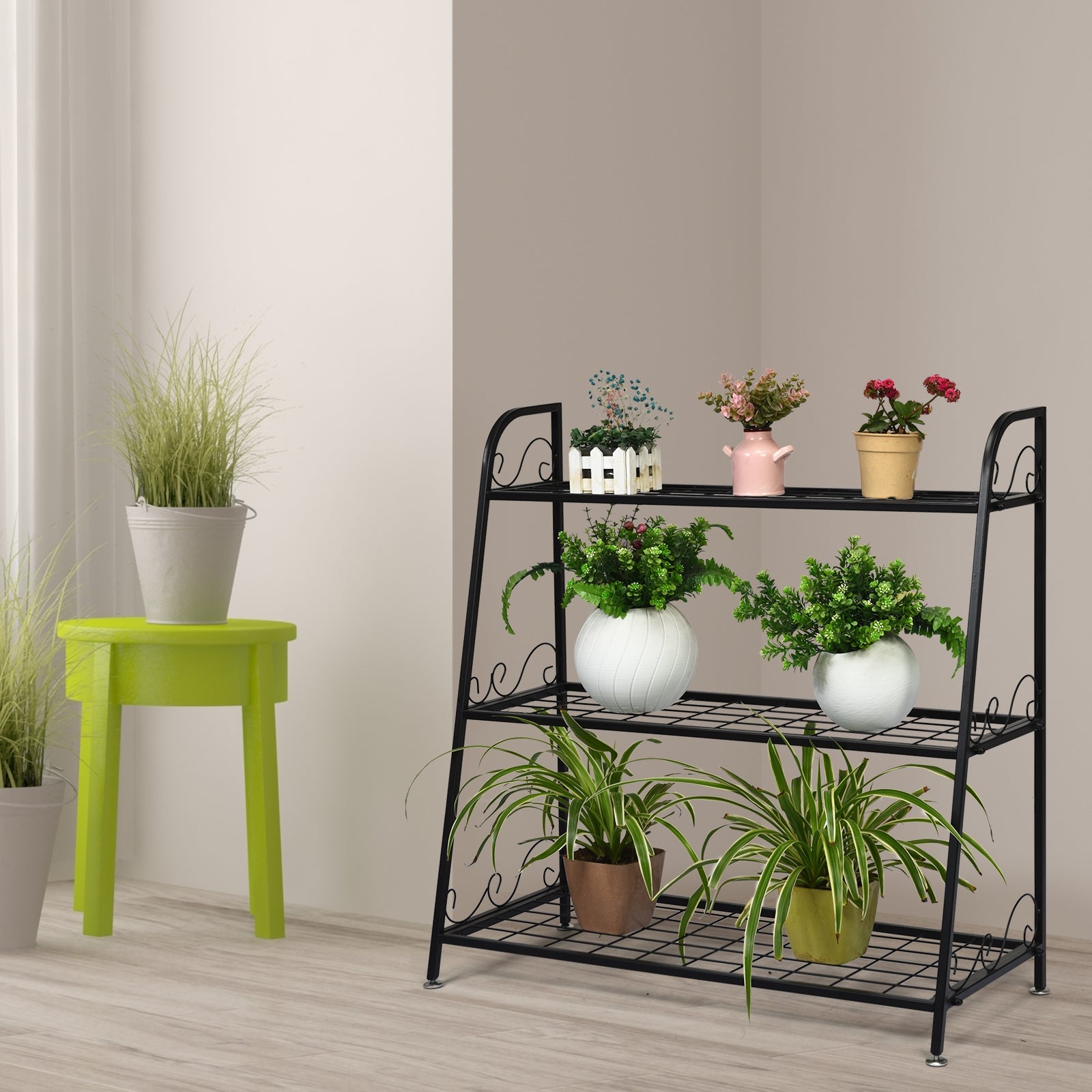 3-Tier Metal Plant Stand, Black Plant Stands at Gallery Canada
