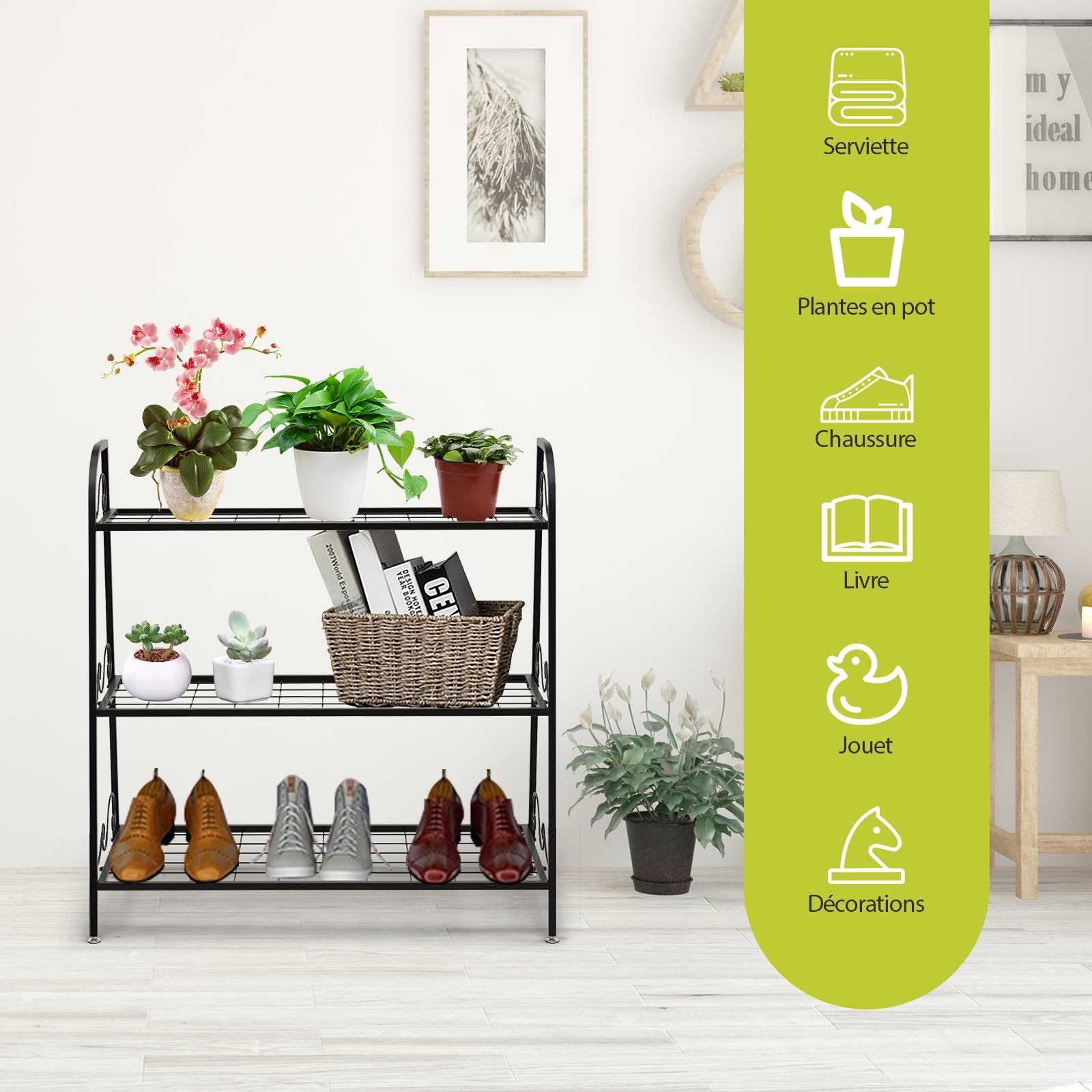 3-Tier Metal Plant Stand, Black Plant Stands at Gallery Canada