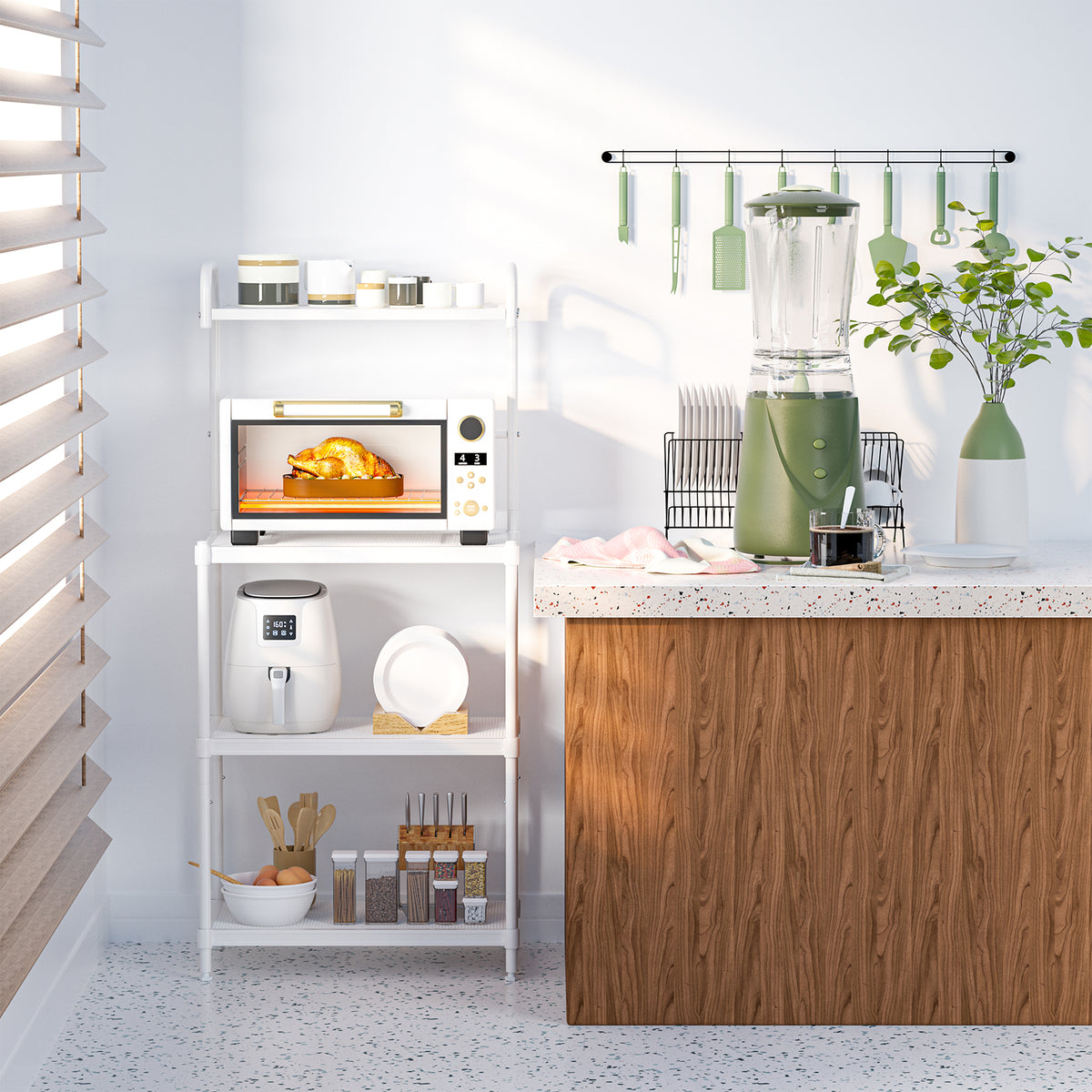 4-Tier Kitchen Storage Rack, Microwave Oven Shelves, White Baker's Racks at Gallery Canada