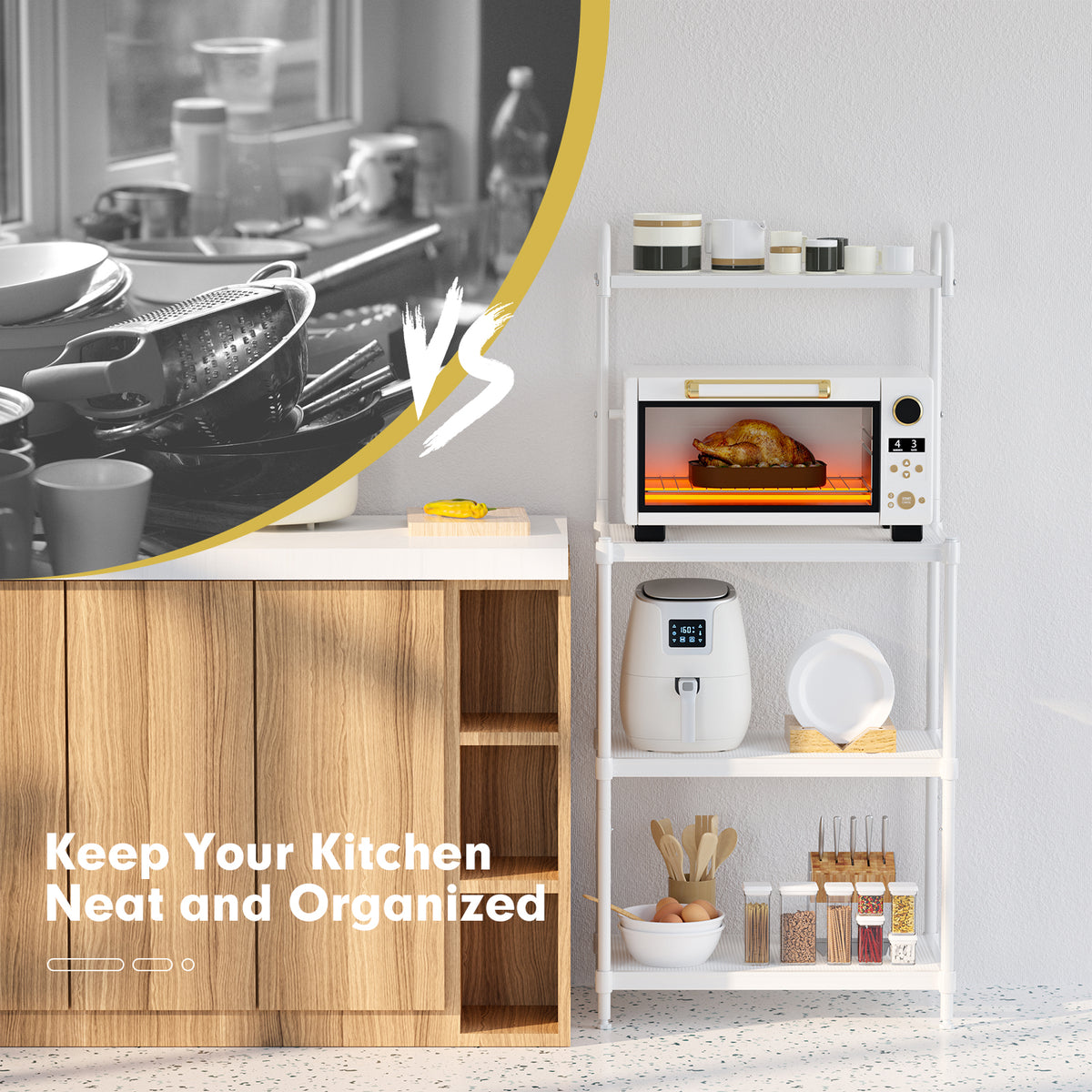 4-Tier Kitchen Storage Rack, Microwave Oven Shelves, White Baker's Racks at Gallery Canada