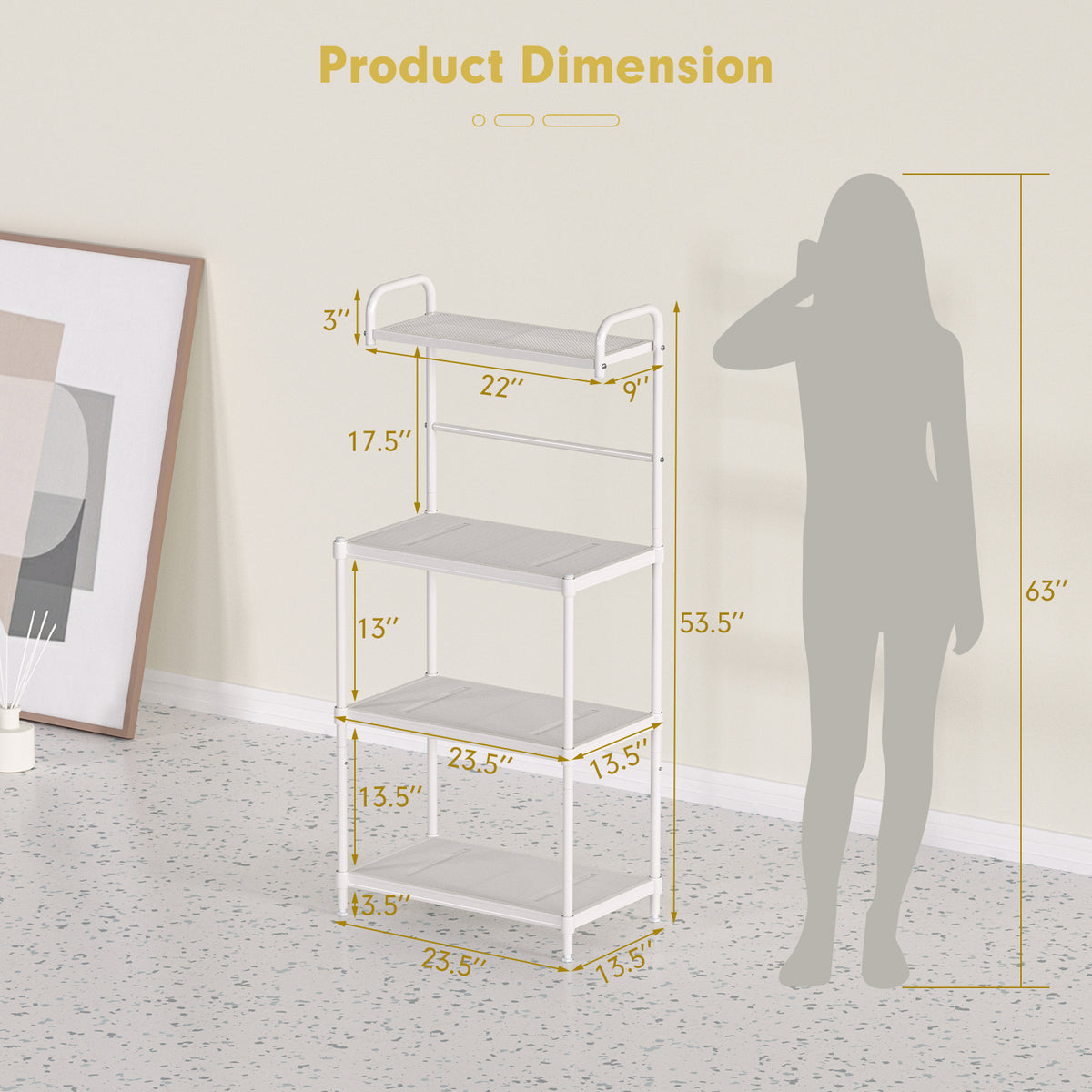 4-Tier Kitchen Storage Rack, Microwave Oven Shelves, White Baker's Racks at Gallery Canada