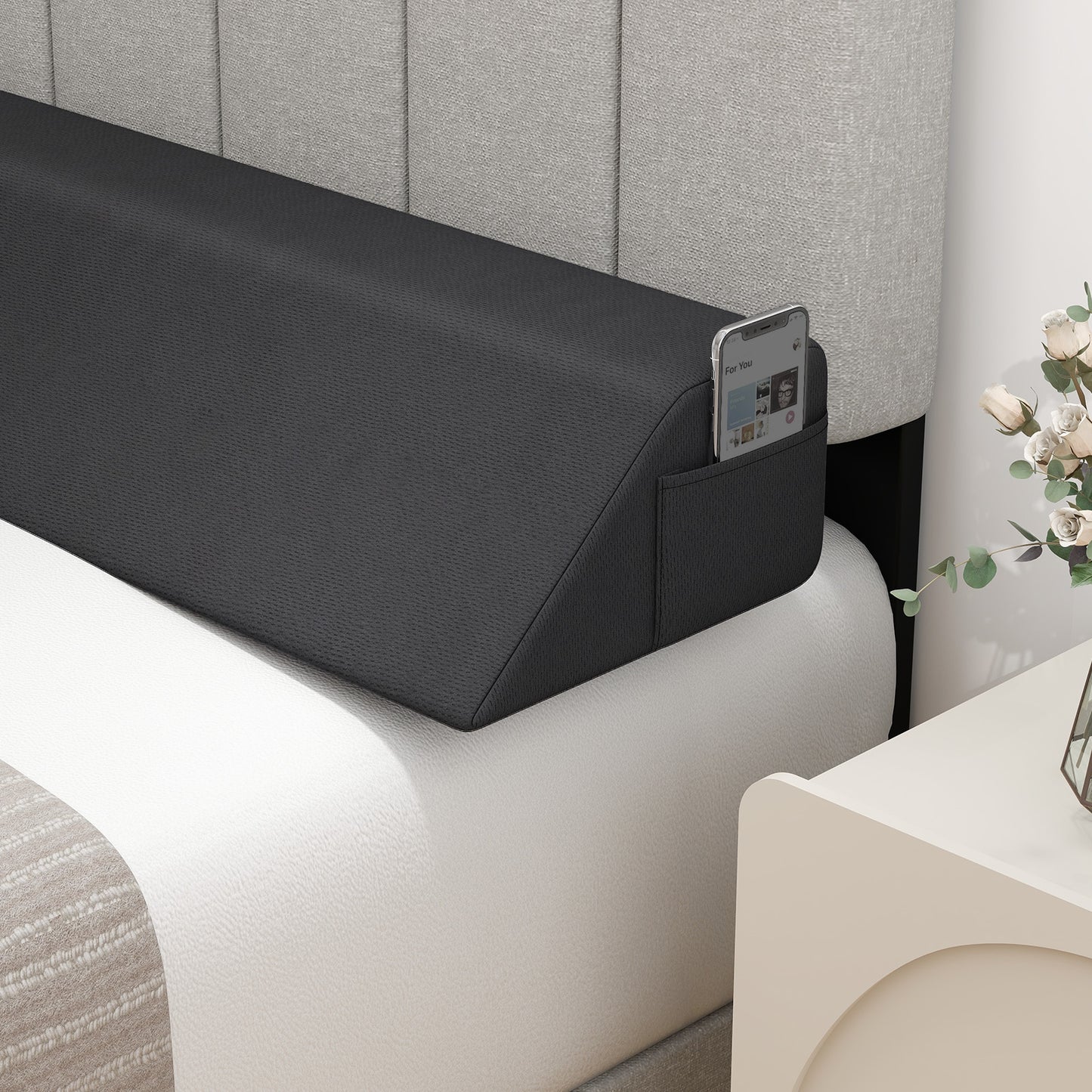 Full Size Bed Wedge Pillow, With Storage Bag, Gray Bedding Gray at Gallery Canada