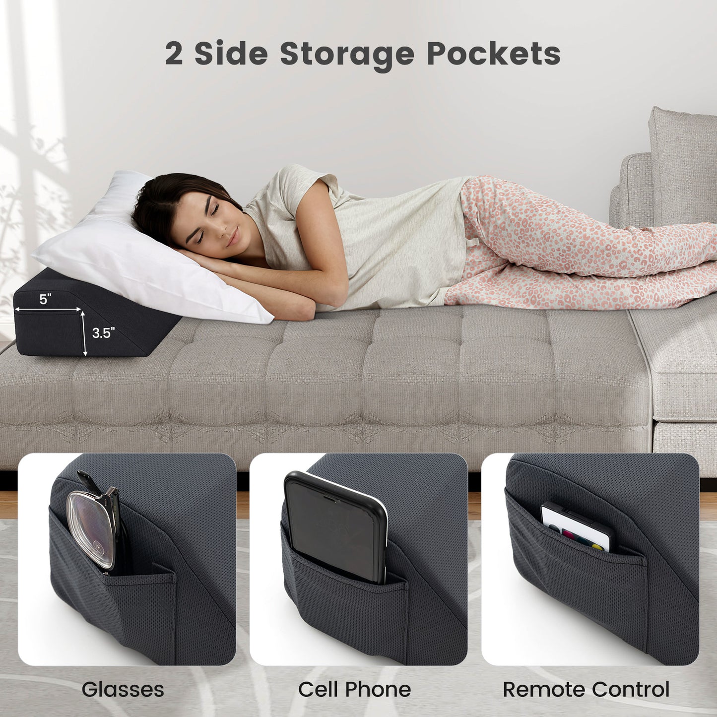 Full Size Bed Wedge Pillow, With Storage Bag, Gray Bedding at Gallery Canada