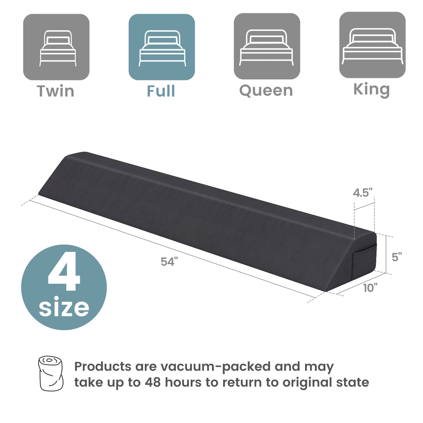 Full Size Bed Wedge Pillow, With Storage Bag, Gray Bedding at Gallery Canada