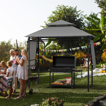13.5 x 4 Feet Patio BBQ Grill Gazebo Canopy, Gray Gazebos at Gallery Canada