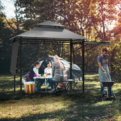 13.5 x 4 Feet Patio BBQ Grill Gazebo Canopy, Gray Gazebos at Gallery Canada