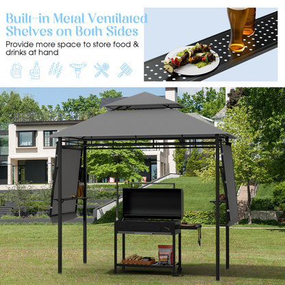 13.5 x 4 Feet Patio BBQ Grill Gazebo Canopy, Gray Gazebos at Gallery Canada