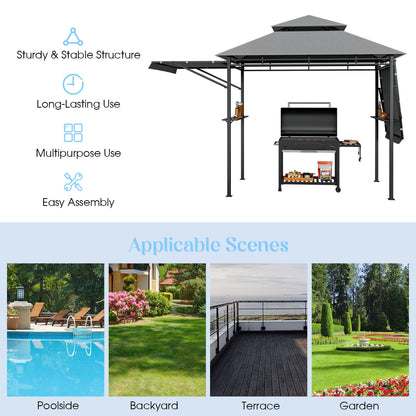 13.5 x 4 Feet Patio BBQ Grill Gazebo Canopy, Gray Gazebos at Gallery Canada