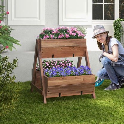 Vertical Raised Garden Bed With 3 Wooden Planter Boxes, S, Brown Raised Garden Beds at Gallery Canada