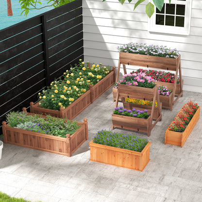 Vertical Raised Garden Bed With 3 Wooden Planter Boxes, S, Brown Raised Garden Beds at Gallery Canada