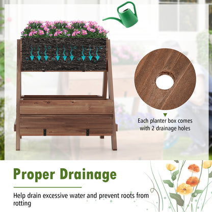 Vertical Raised Garden Bed With 3 Wooden Planter Boxes, S, Brown Raised Garden Beds at Gallery Canada